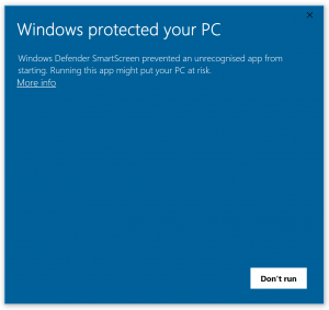 Windows unreconized app
